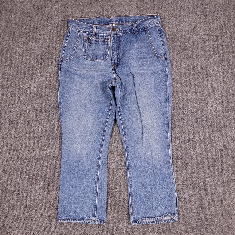 Levis Orange Tab Patch Pocket Cropped Jeans Women 31x24 Mid Rise Back Zips Denim